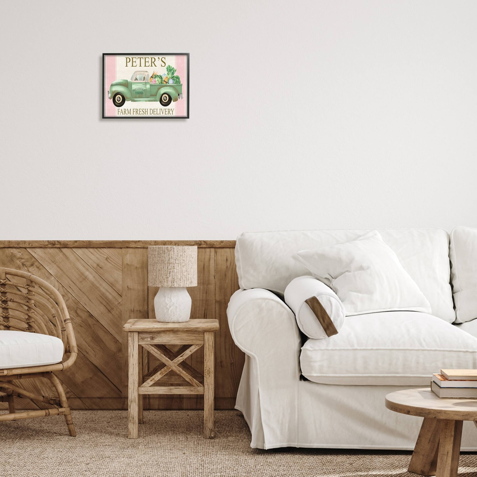 Stupell Industries Farm Fresh Delivery Sign Rustic Countryside Vegetables Framed Giclee Art